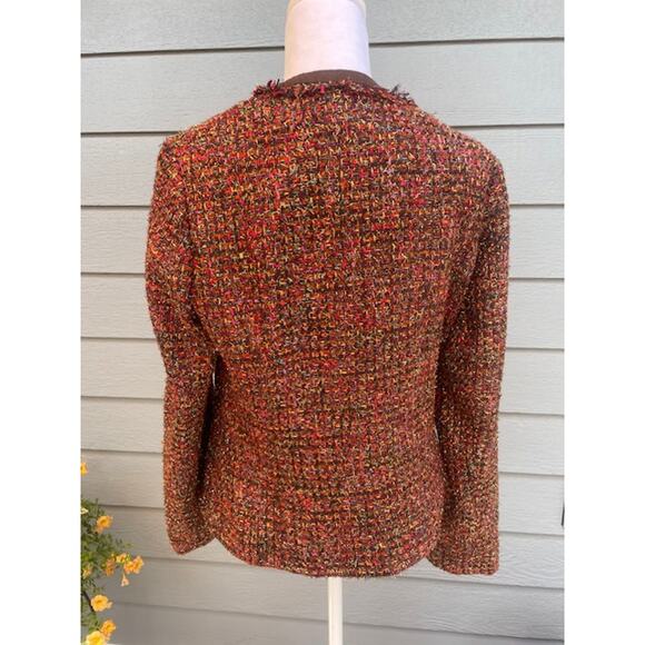 Chico's Size 0 (size 8) Bouclee Jacket Blazer Multicolor w/ Gold Thread - Picture 4 of 6